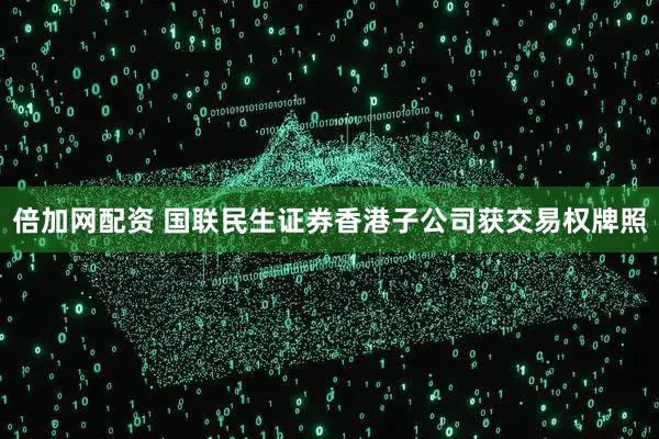 倍加网配资 国联民生证券香港子公司获交易权牌照