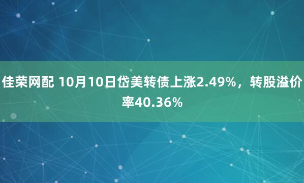 佳荣网配 10月10日岱美转债上涨2.49%，转股溢价率40.36%