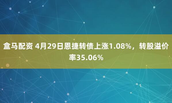 盒马配资 4月29日恩捷转债上涨1.08%，转股溢价率35.06%