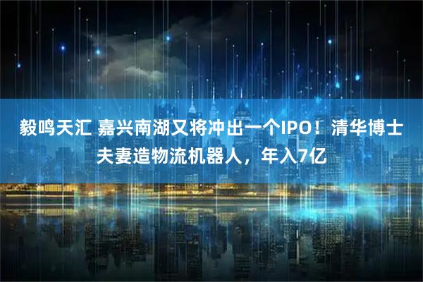 毅鸣天汇 嘉兴南湖又将冲出一个IPO！清华博士夫妻造物流机器人，年入7亿